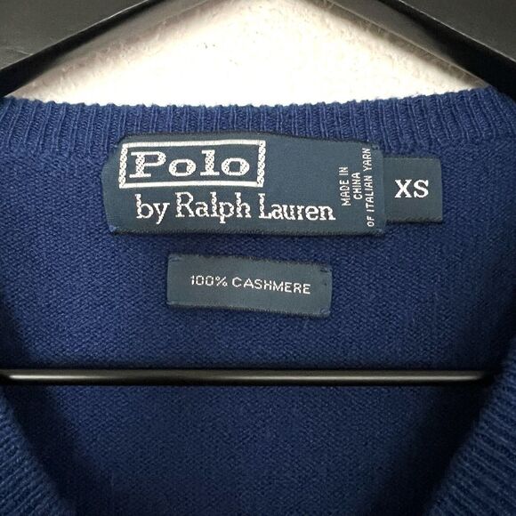 Polo Ralph Lauren Mens Cashmere V Neck Sweater Size XS Blue - Picture 3 of 6